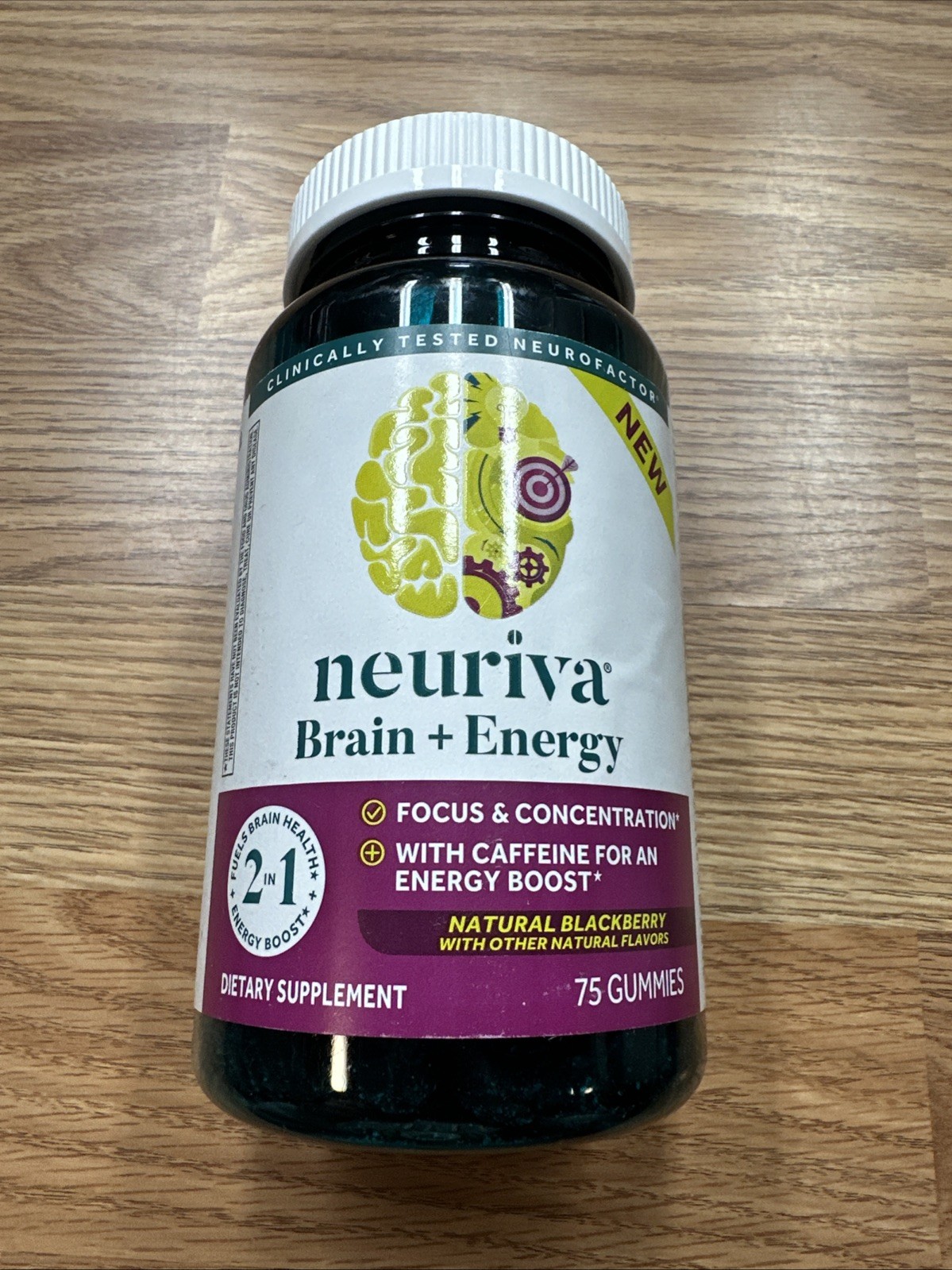 NEURIVA Brain + Energy Gummies Focus Concentration Vitamin B12 75 Ct Ex 09/2026