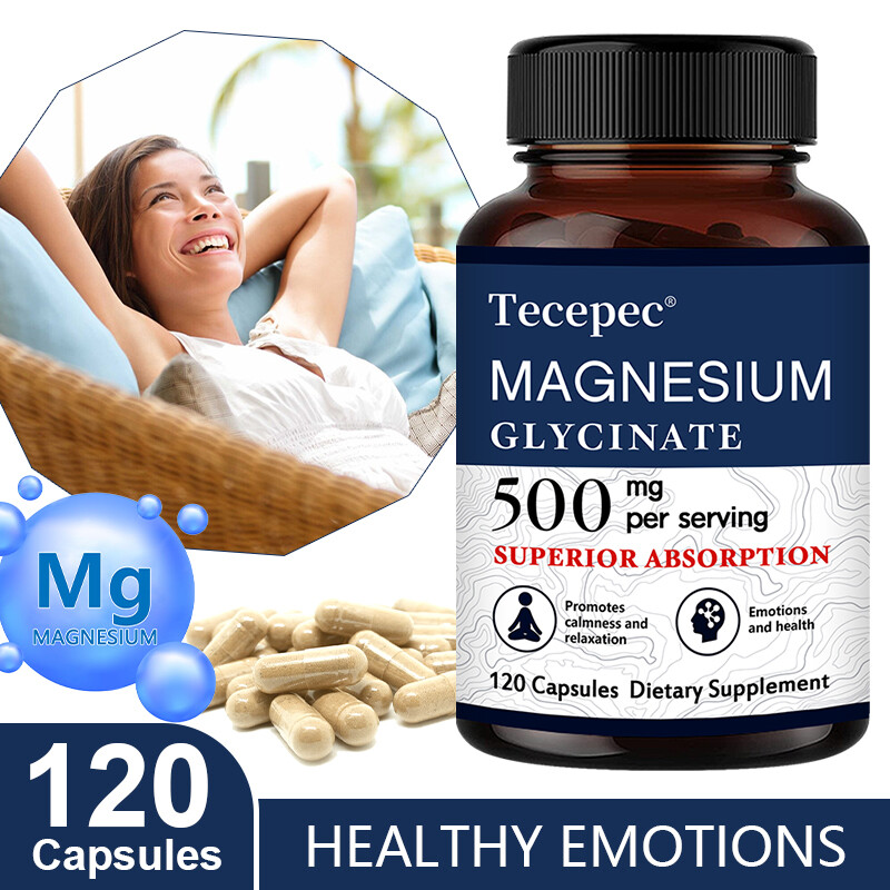Magnesium Glycinate 500mg Supplement For Stress Calm Sleep Muscle 120 Pills