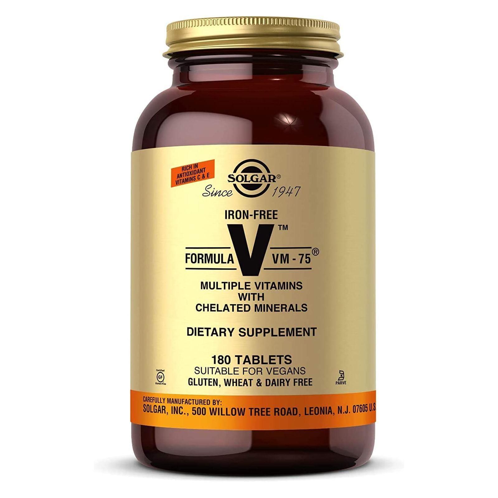 Solgar Iron-Free Formula VM-75 180 Tablets