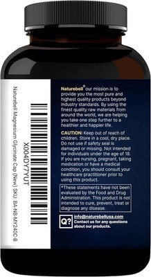 Naturebell Pure Magnesium Glycinate 500mg, 240 Veggie Capsules | 100% Chelated &