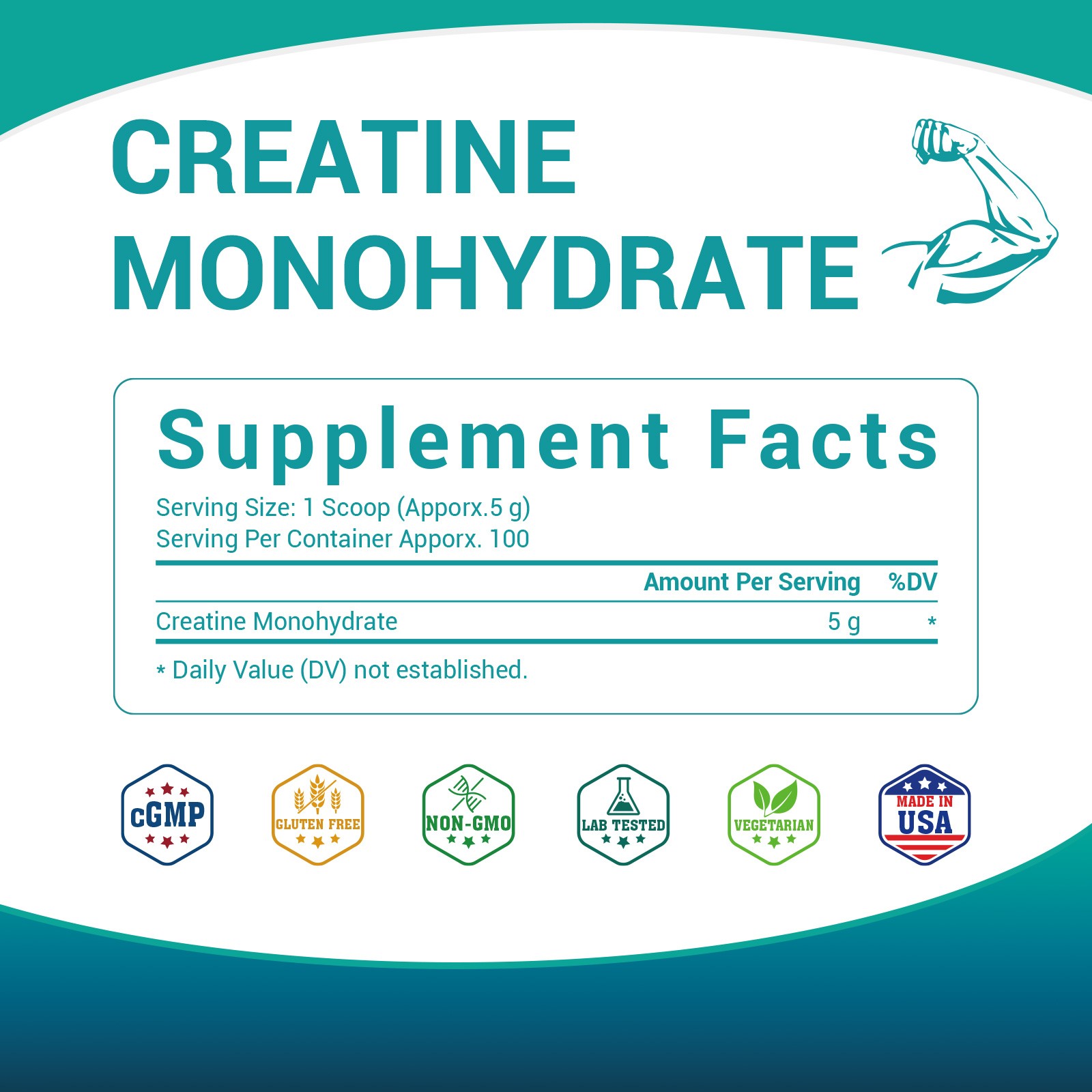 1.1 Lbs Fitness Creatine Monohydrate Powder Unflavored Supports Muscle Energy
