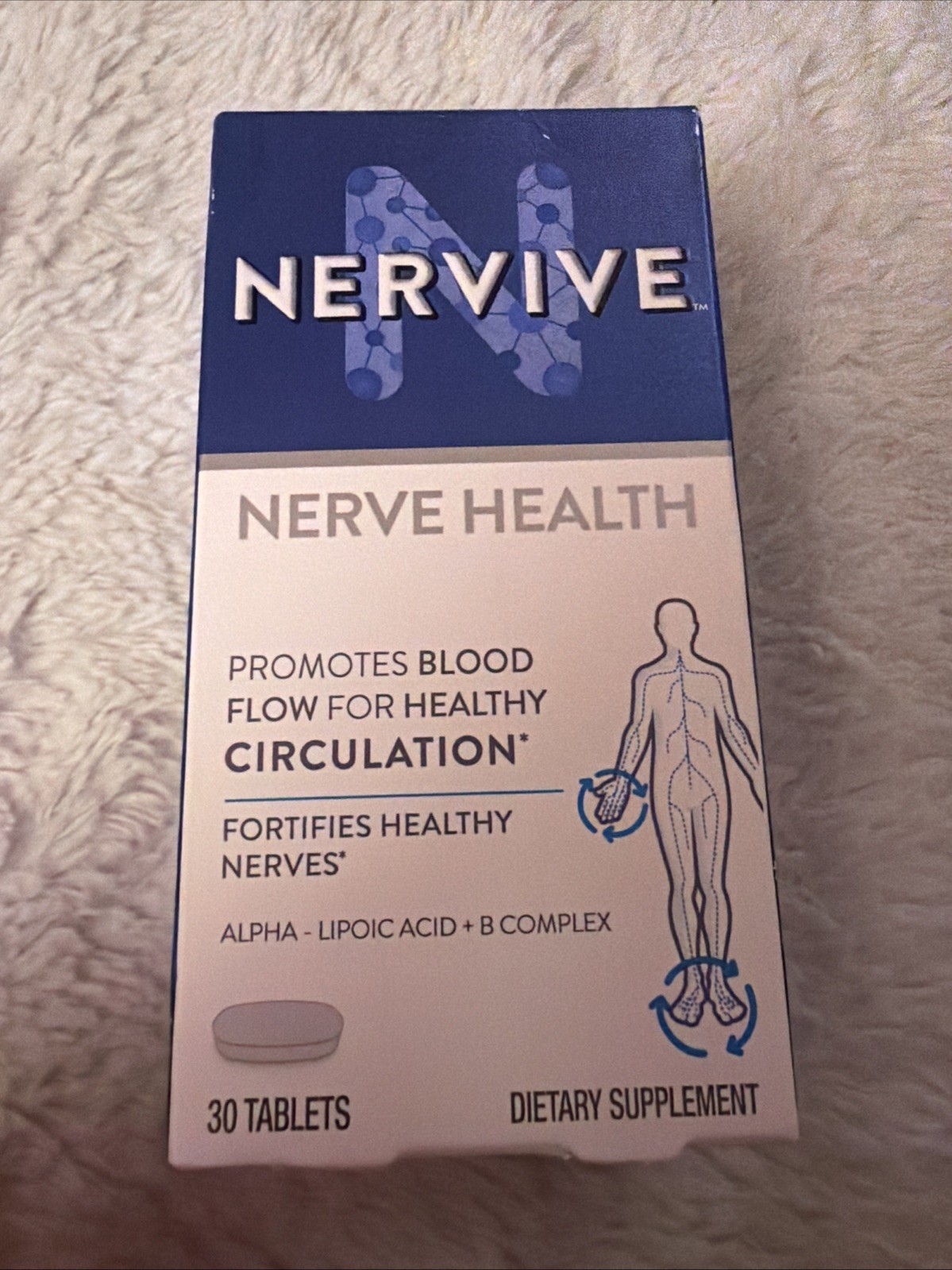Nervive Nerve Health Promotes Blood Flow Healthy Circulation 30 Tablets 07/2026