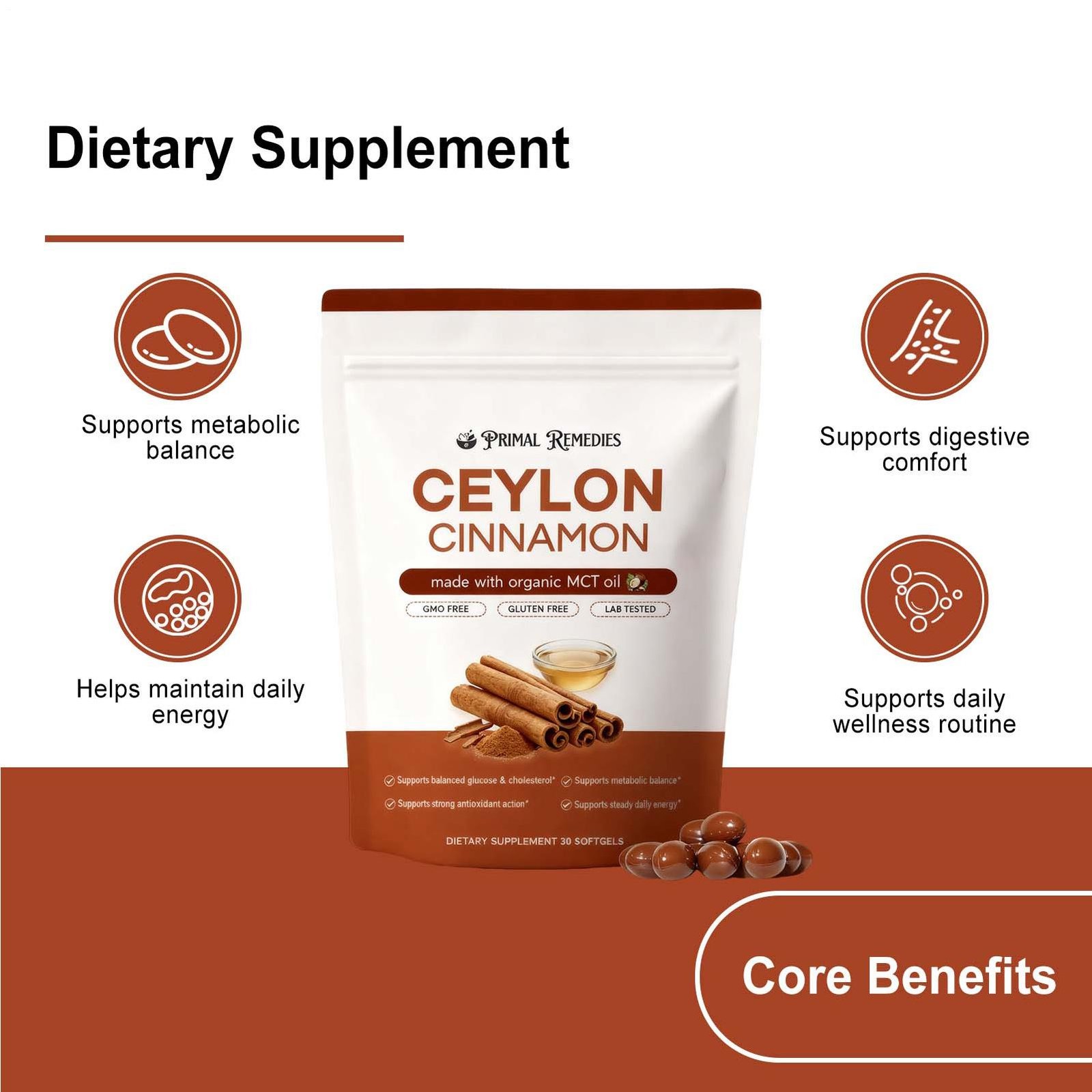 Ceylon Cinnamon Softgels, Ceylon Cinnamon Soft Gels 7200Mg Extract Equivalent
