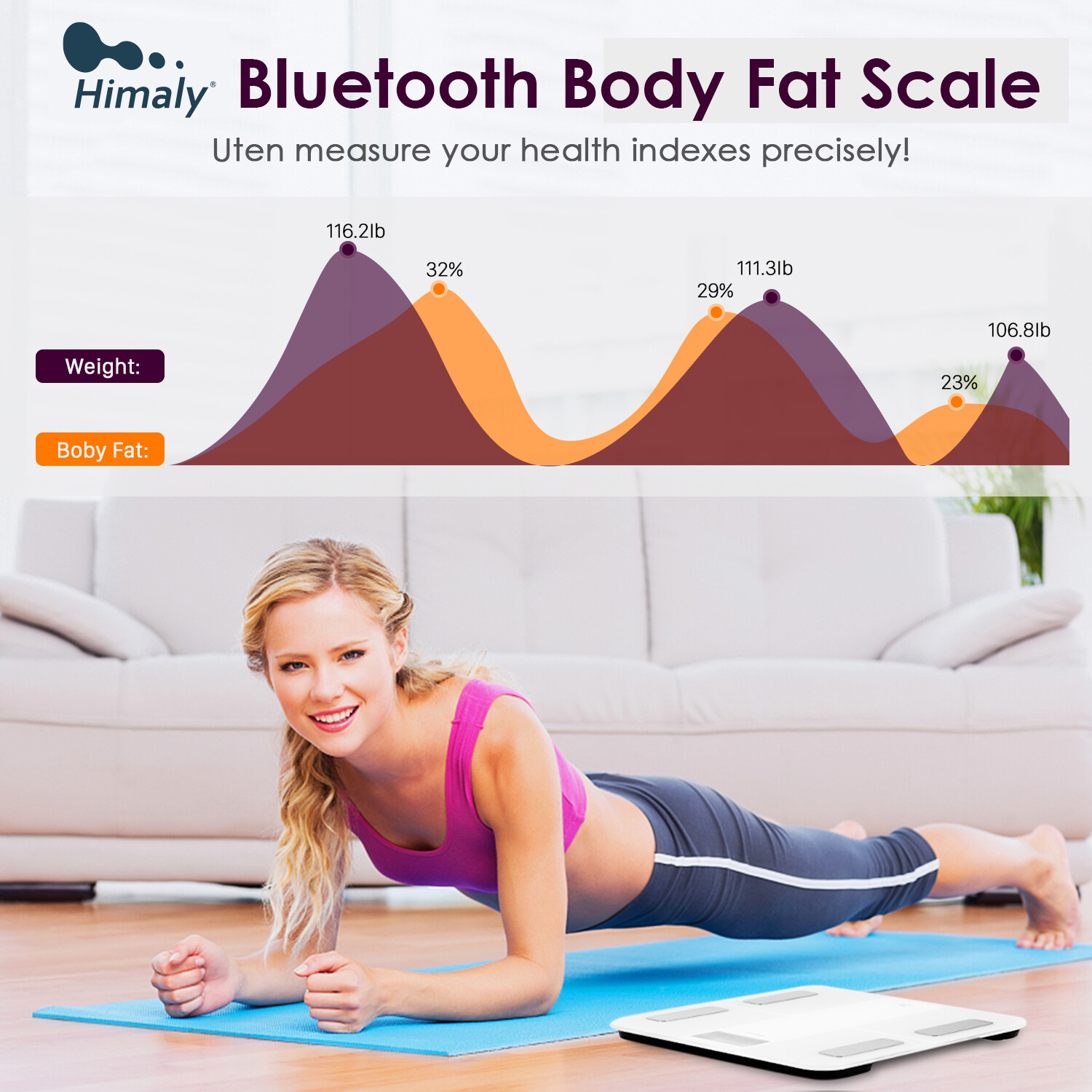 400lb/180kg Smart Scale Body Weight Digital Bathroom Scale Health Monitor BMI