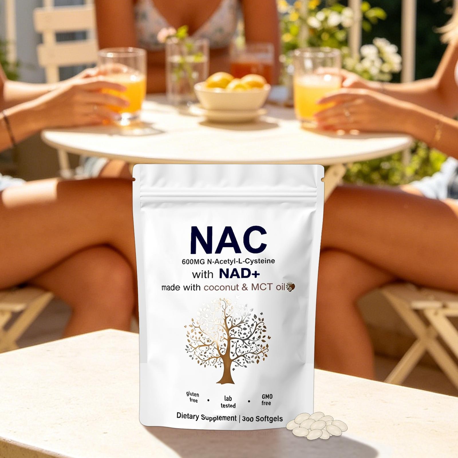 NAC 600mg with NAD+, 300 Coconut MCT Oil Softgels | N Acetyl L Cysteine 1 Pack