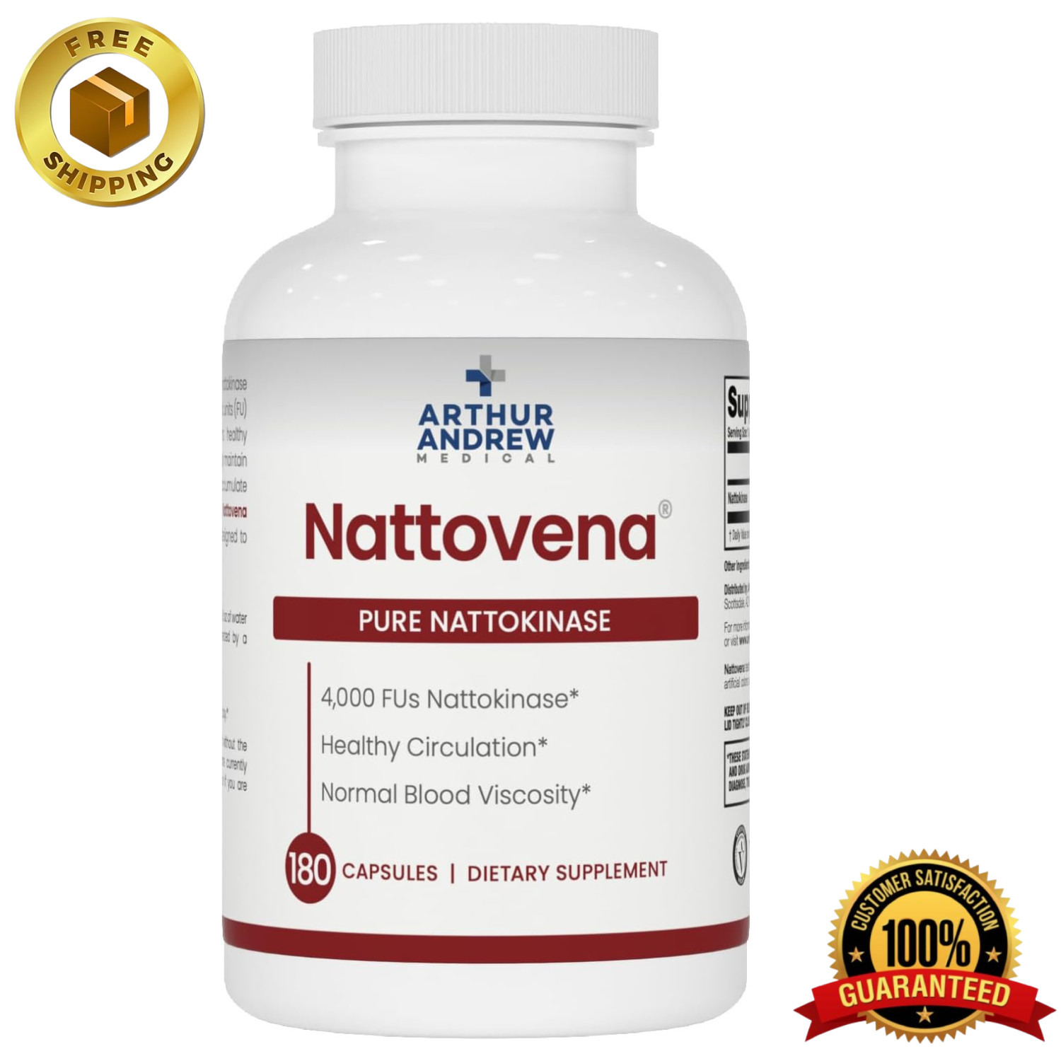 Arthur Andrew Medical Nattovena Pure Nattokinase 4000 FU – 180 Capsules