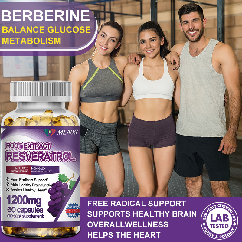 Berberine HCL Extract Resveratrol 1200mg, Healthy Cholesterol,Anti-aging Support