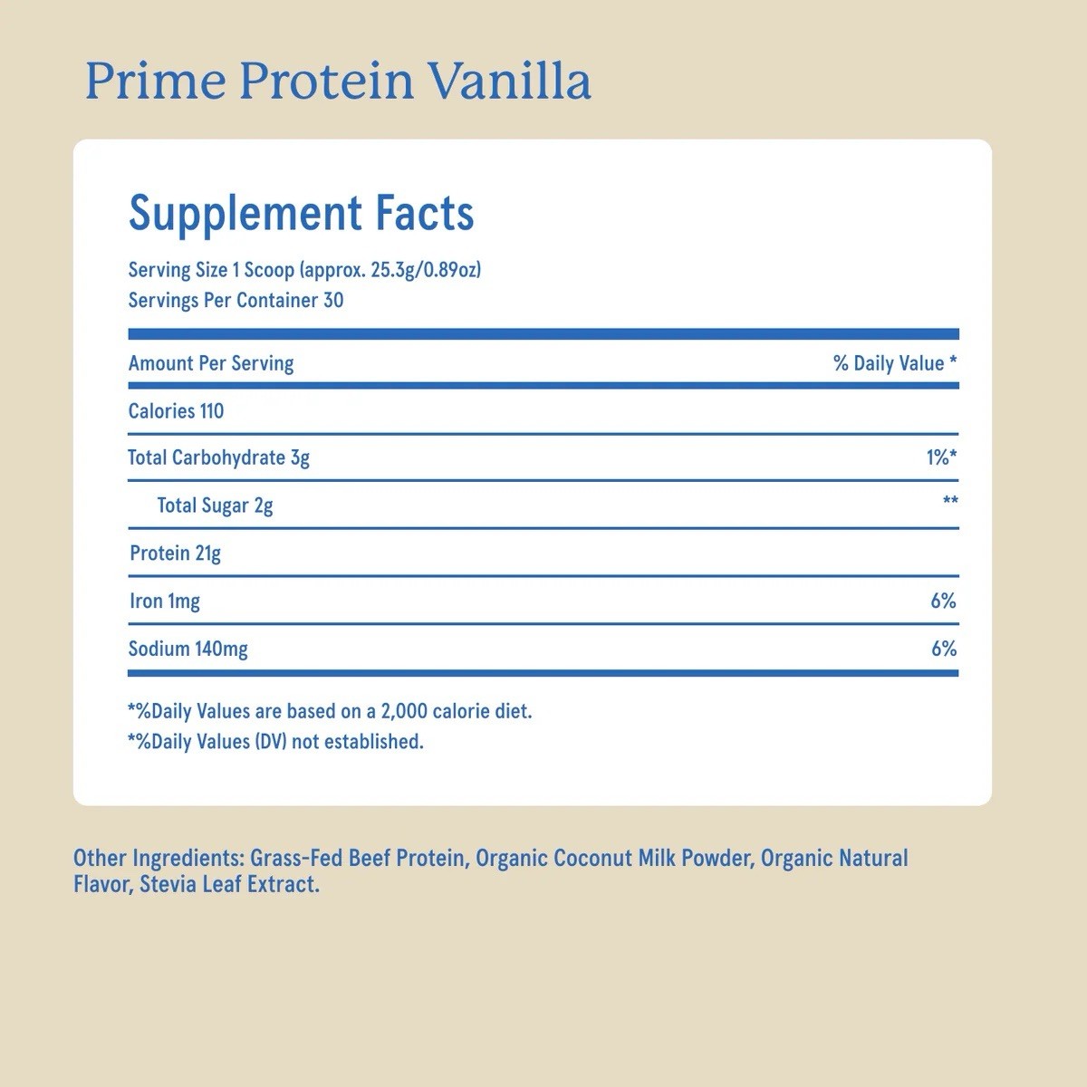 Equip Prime Vanilla Beef Protein Powder 1.7lb Grass-Fed Dairy-Free Soy-Free NEW