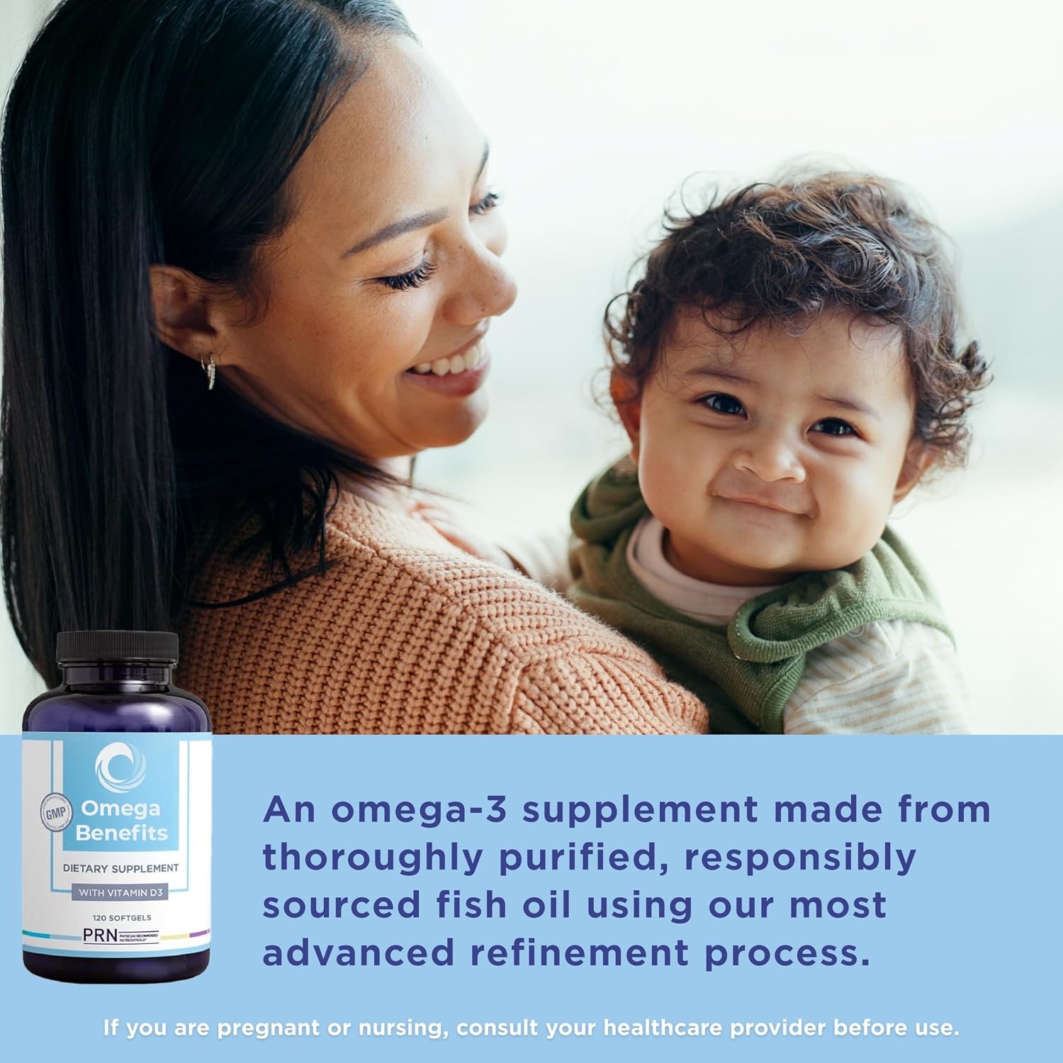 PRN Omega 3 Supplement – 120 Softgels, 30-Day Supply – Fish Oil Omega 3 Supple