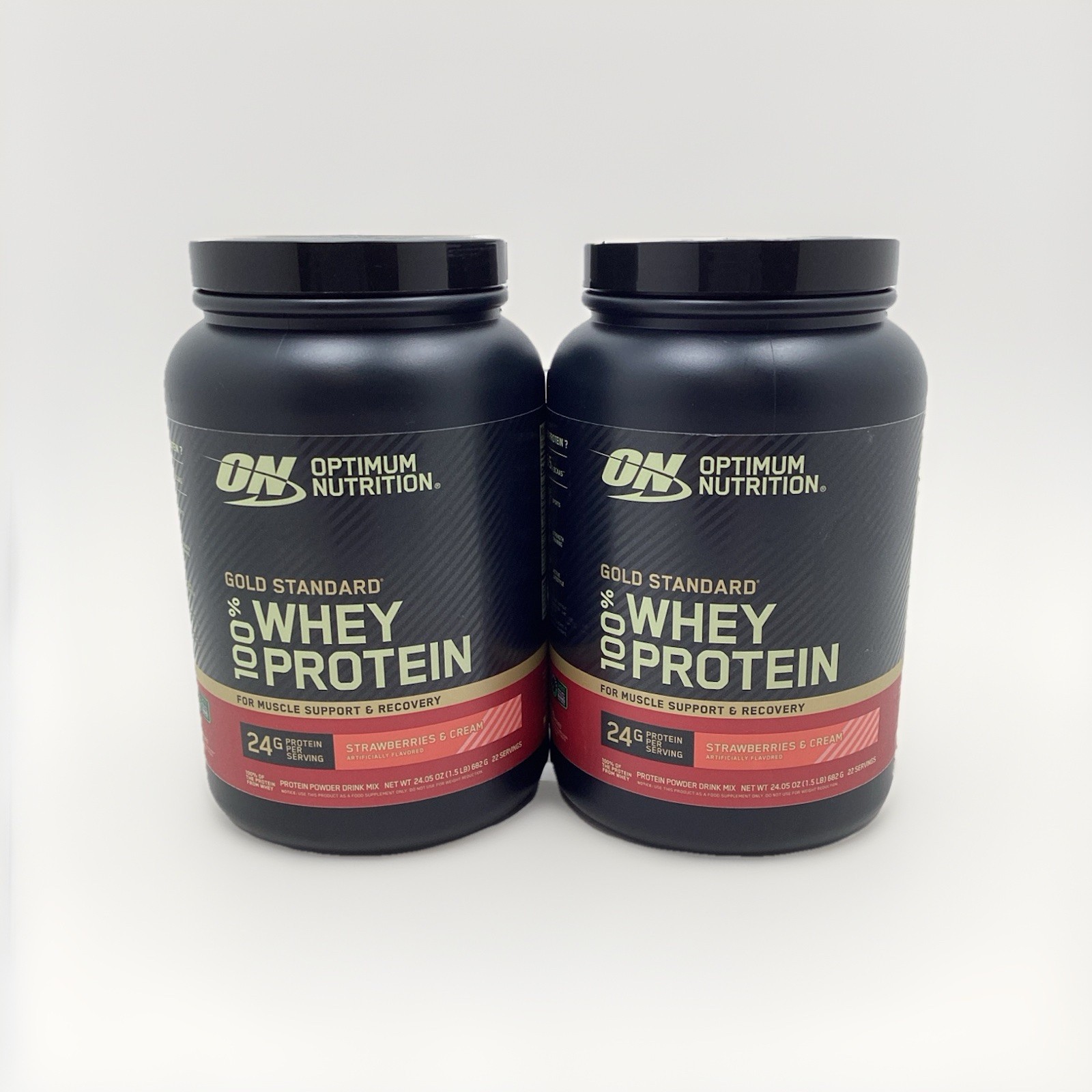 2X OPTIMUM NUTRITION 100% WHEY PROTEIN STRAWBERRIES & CREAM EXP 01/2027+