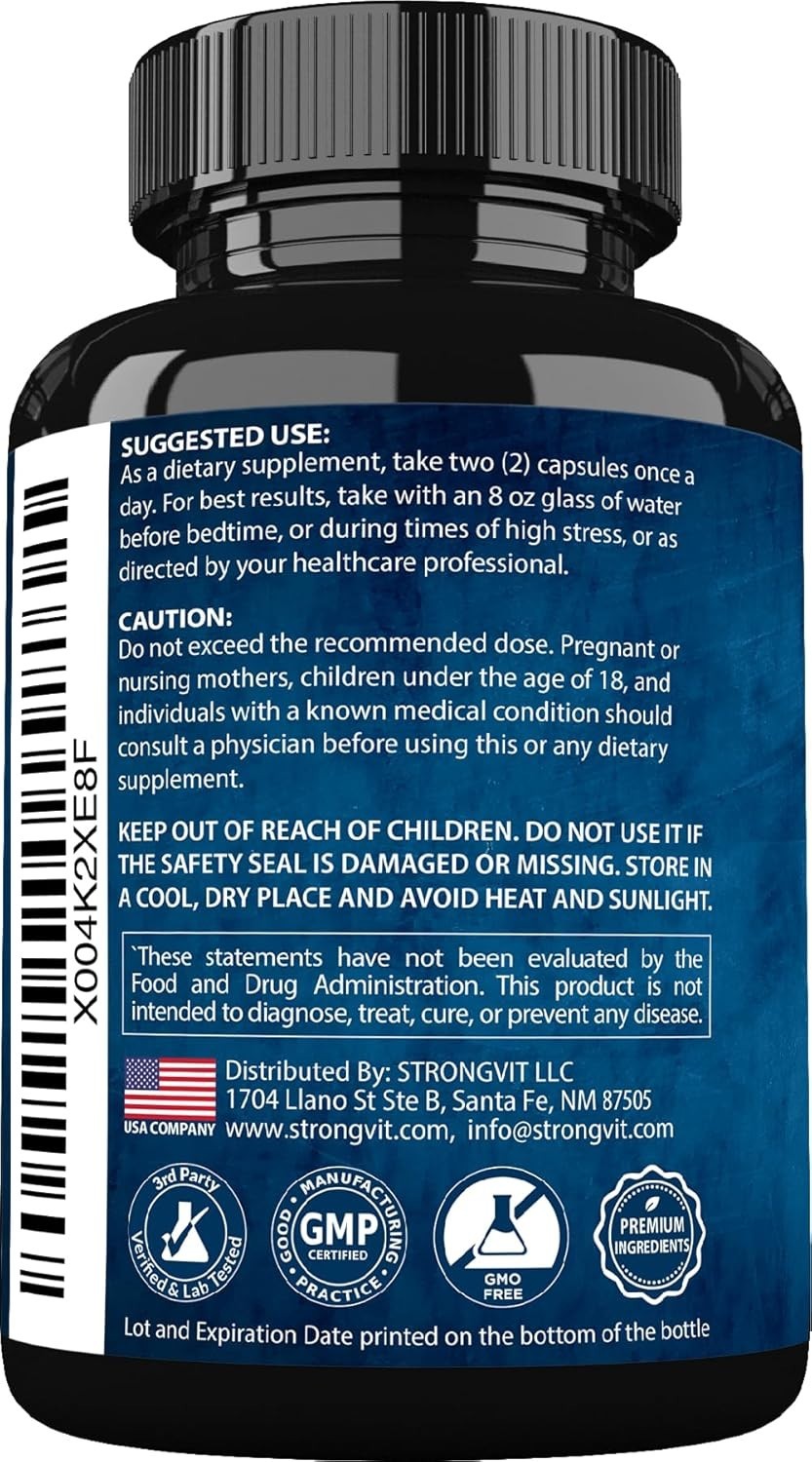 StrongVit Cortisol Supplements for Women and Men with Magnesium, Ashwagandha & L