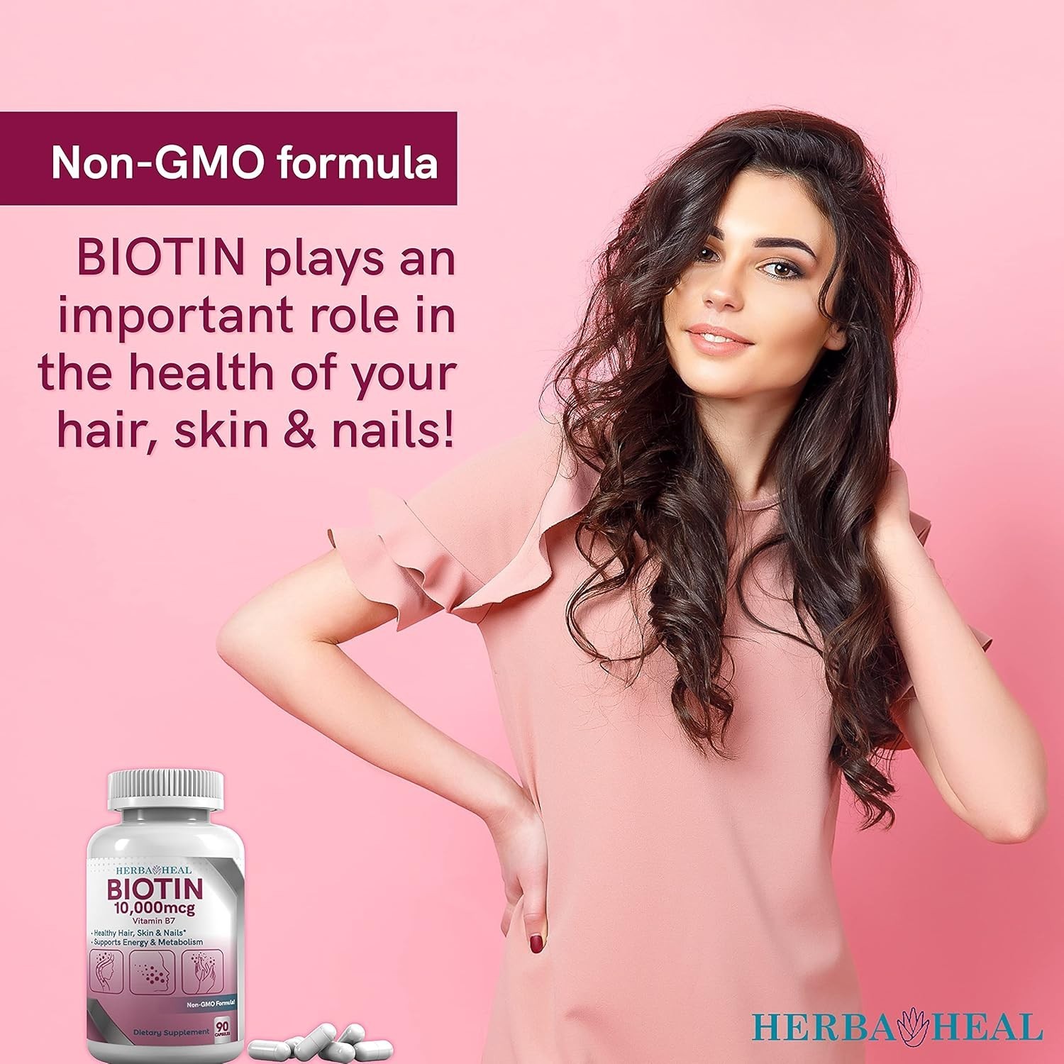 Biotin 10mg High Potency Vitamin B7 100 Tab Hair Growth Skin Nails Supplement