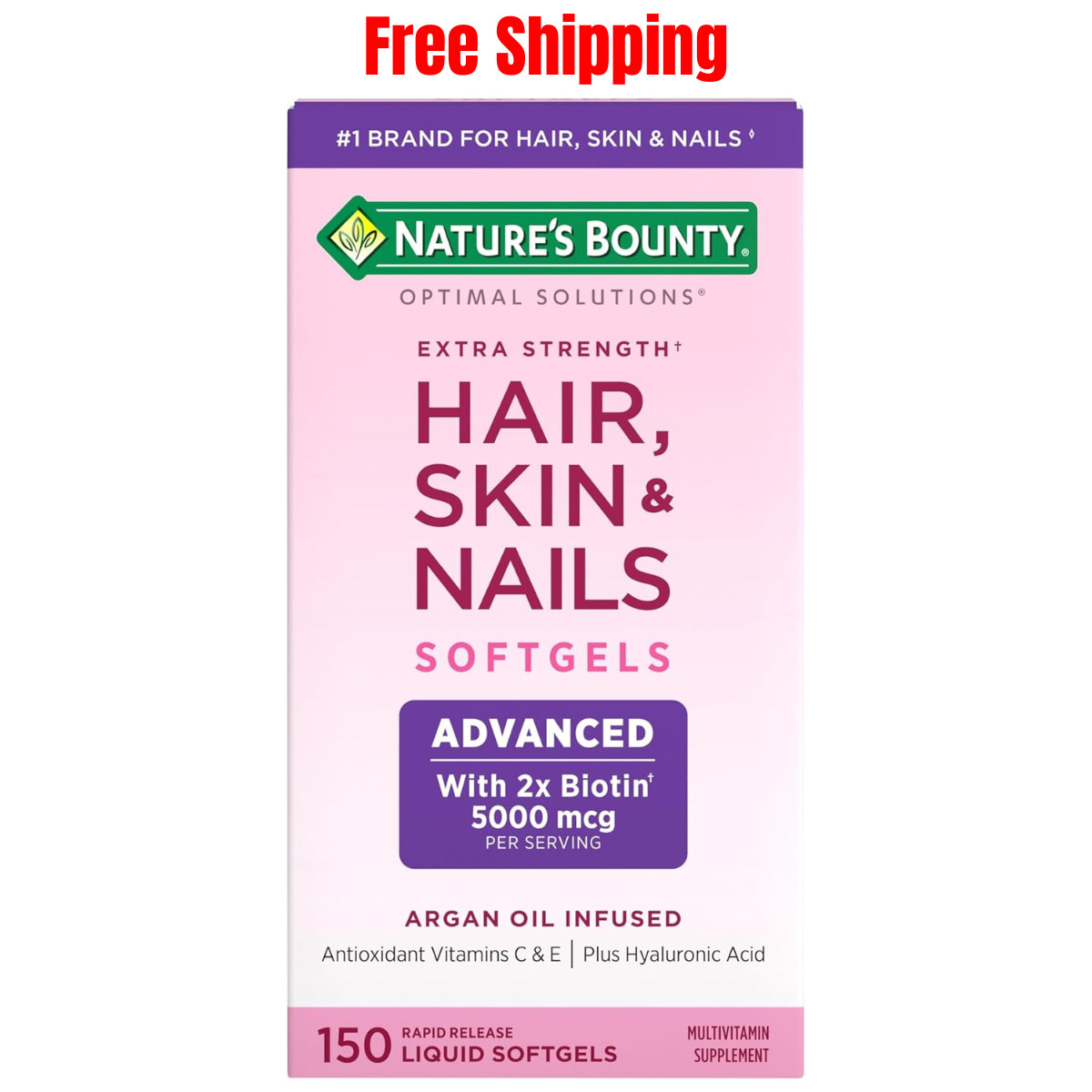 Nature’s Bounty Advanced Hair, Skin & Nails, Argan-Infused Vitamin, Free Ship