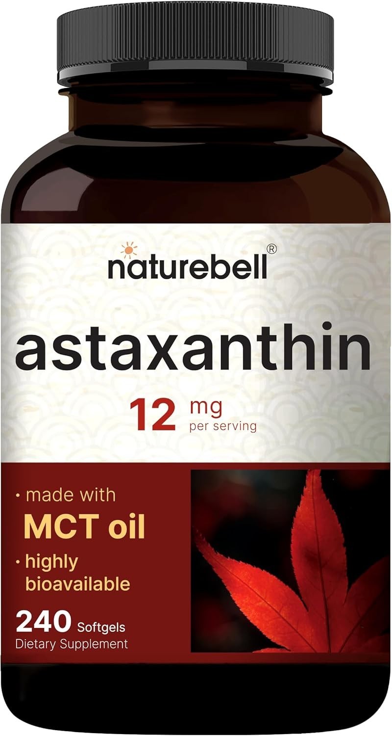 240 Count Natural Astaxanthin 12mg Softgels with MCT Oil – Non-GMO, Gluten Free