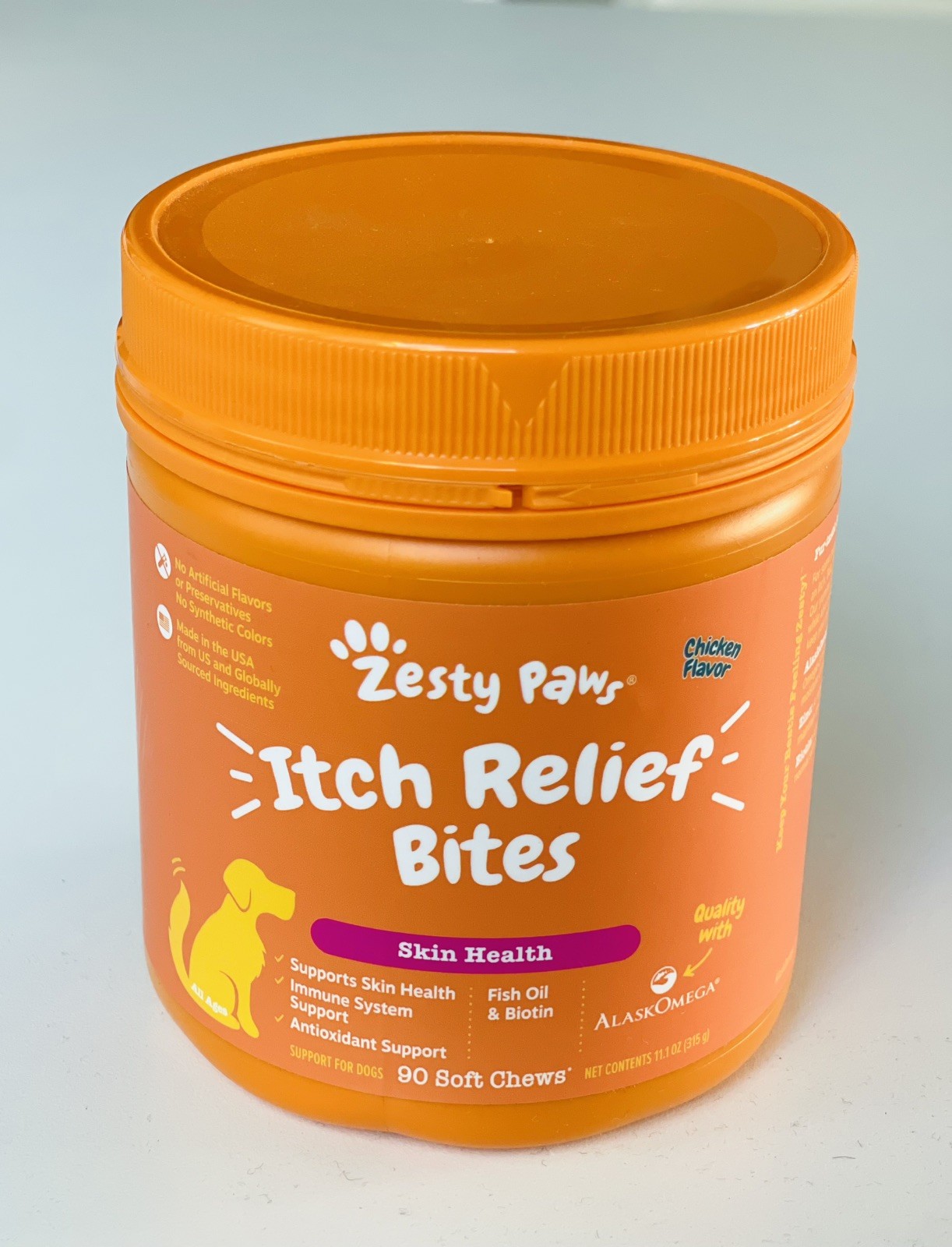 Zesty Paws Itch Relief Bites For Dogs Chicken Flavor 90 Soft Chews EXP 05/2027