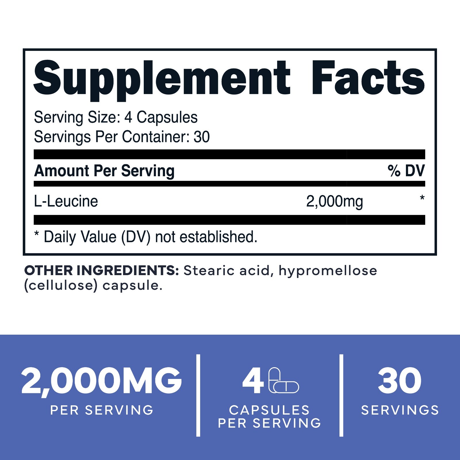 TypeZero L-Leucine Capsules (2000mg per serving) 120 capsules – 30 Servings