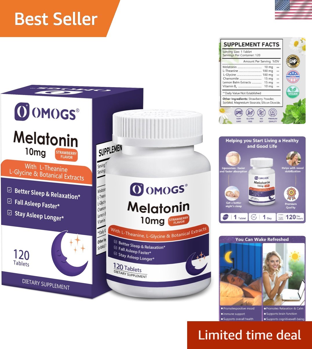 10mg Non-Habit Forming Melatonin with L-Glycine – 120-Day Sleep Support Supply