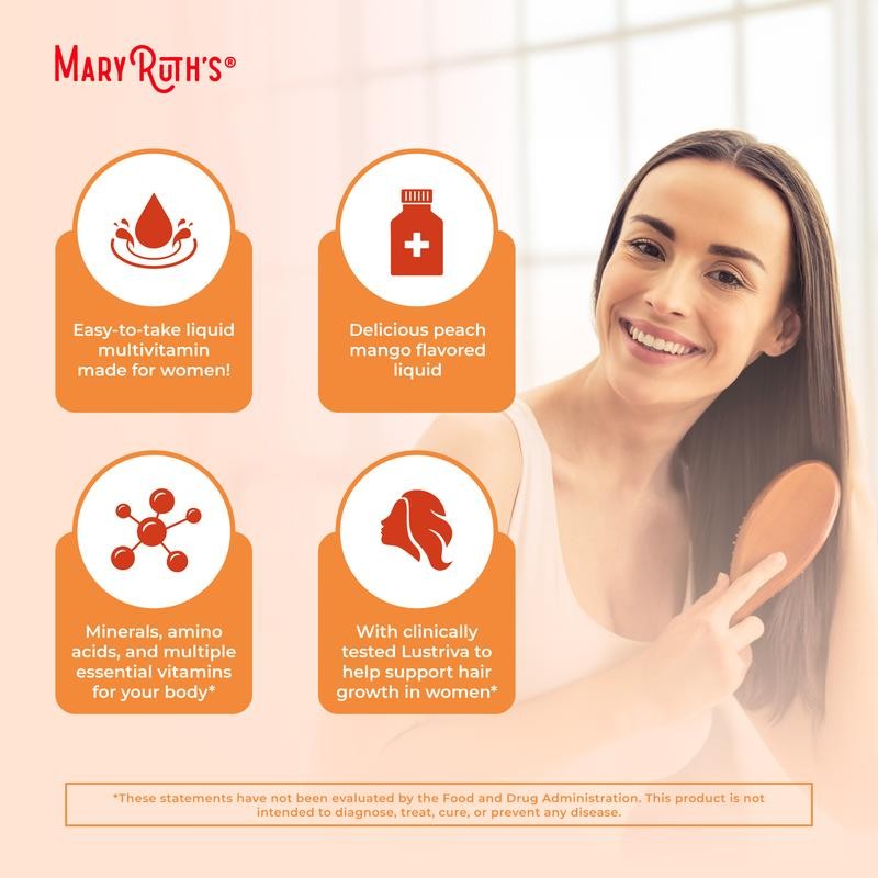 – Liquid Multivitamin + Hair Growth MaryRuth’s Thicker Hair – Vegan, 15.22 Fl Oz