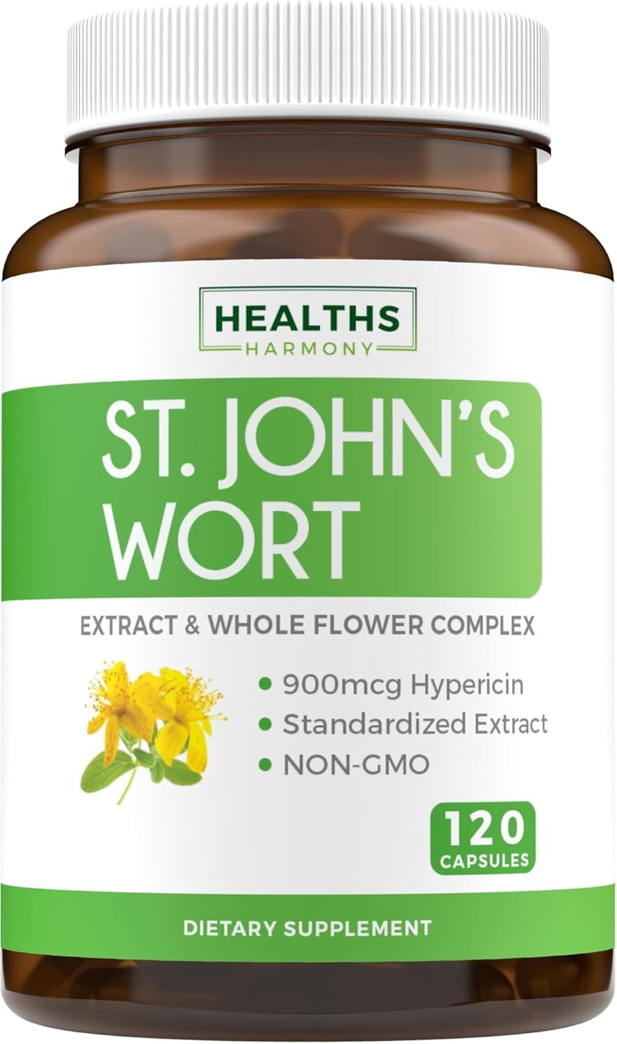 Healths Harmony St. John’s Wort, Effective St Johns Wort Powerful 900mcg, 120 ct