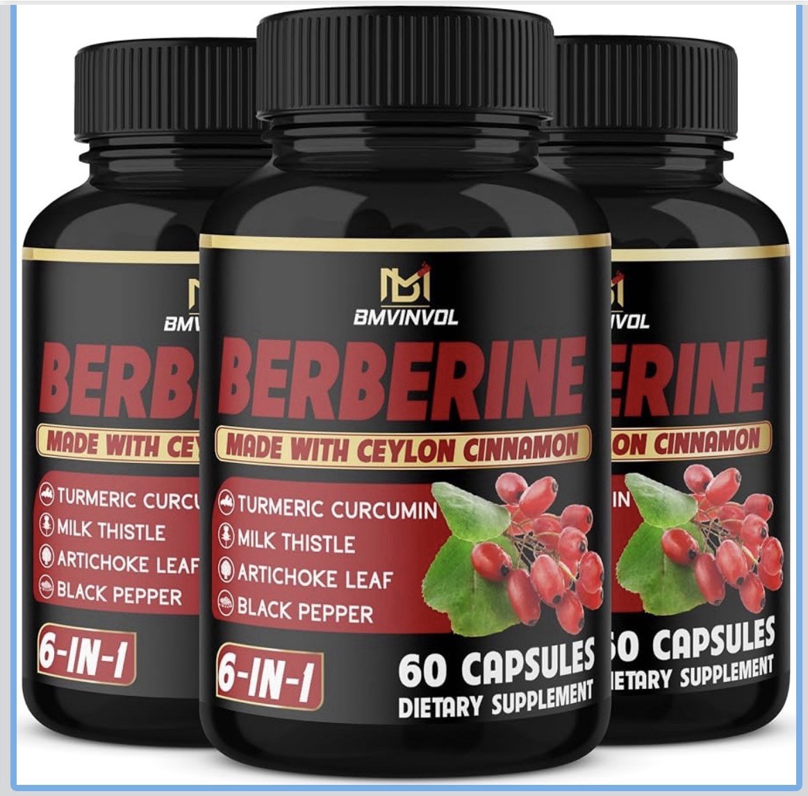 (3 Pack) Berberine Supplement 4700mg with Ceylon Cinnamon Turmeric 180 Caps 3/27