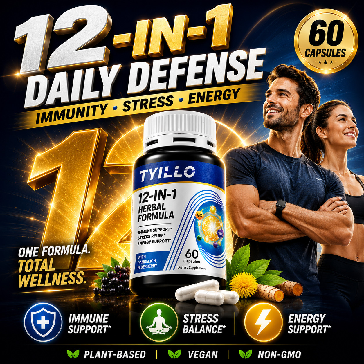 12-in-1 Herbal Wellness Formula for Immunity Energy & Daily Vitality Support