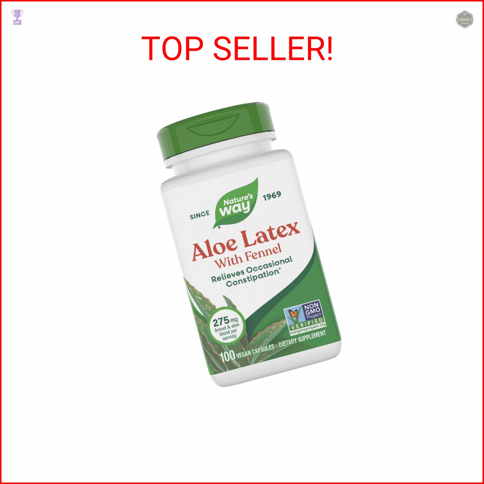 Nature’s Way Aloe Latex with Fennel, For Occasional Constipation*, Non-GMO Proje