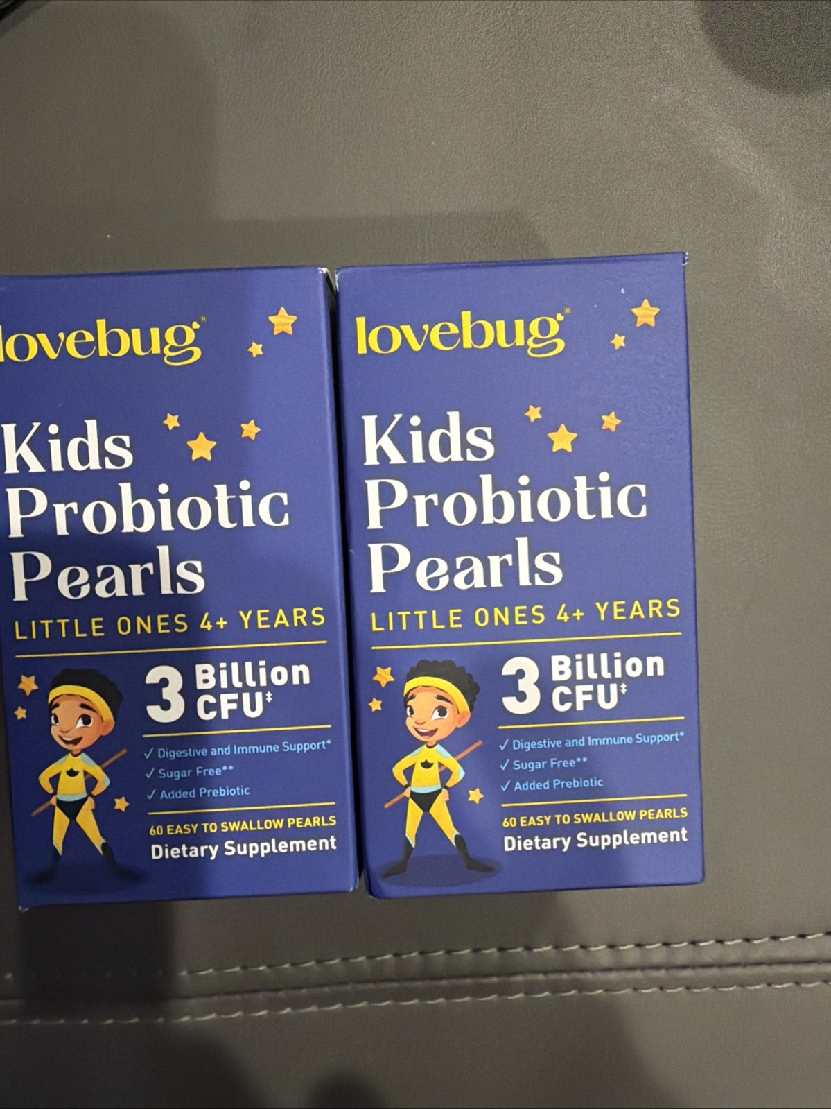 PROBIOTICS for Kids 120Pearls 3 Billion CFU Prebiotic Fiber 60ct 2 Pack LOVEBUG!