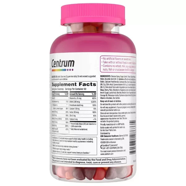 Centrum MULTI+BEAUTY Multi Gummies, Natural Cherry, Berry & Orange, 100 Ct