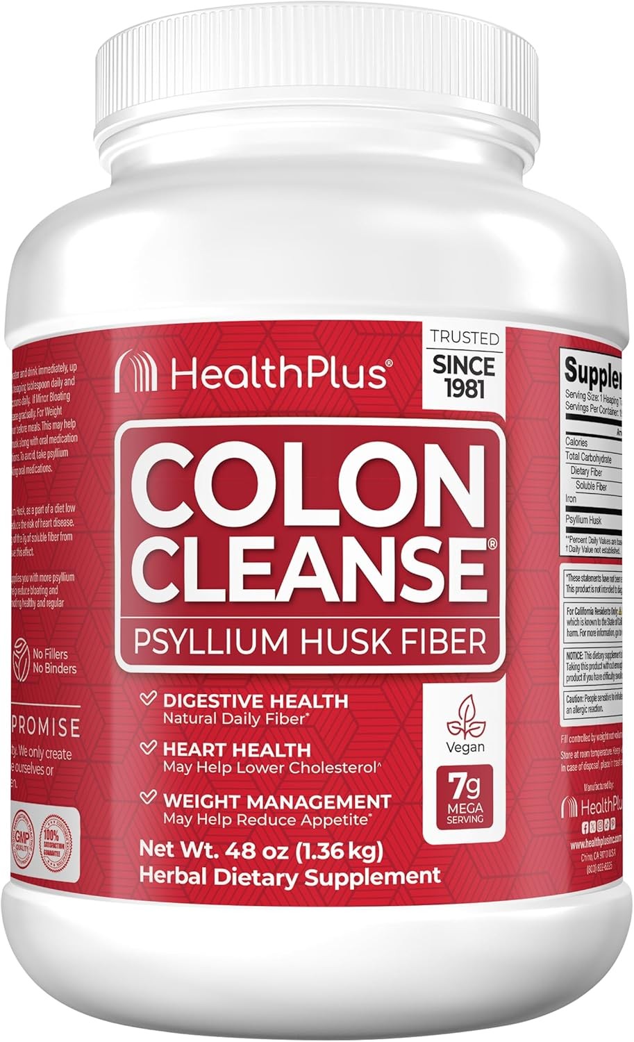 Health Plus Original Colon Cleanse Psyllium Husk Powder, 48oz