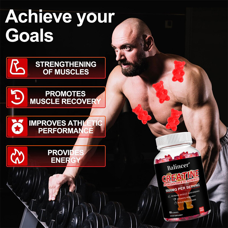 Creatine Monohydrate Gummies Increase Strength Muscle Endurance Energy 60 US