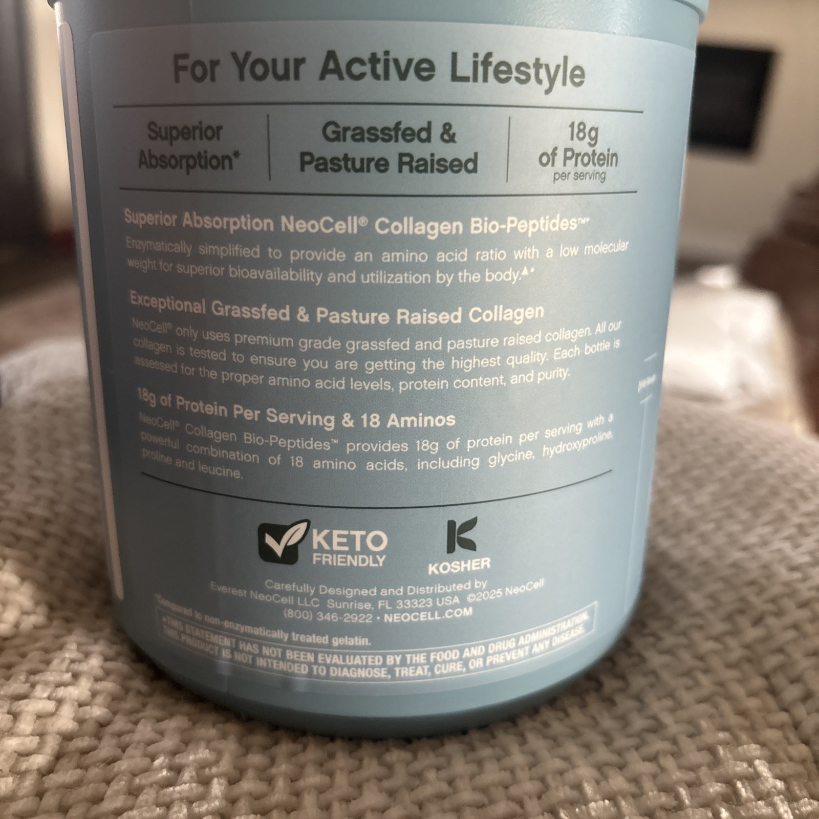 NeoCell Grass Fed Collagen Bio-Peptides Powder 20g Superior Absorption 20oz