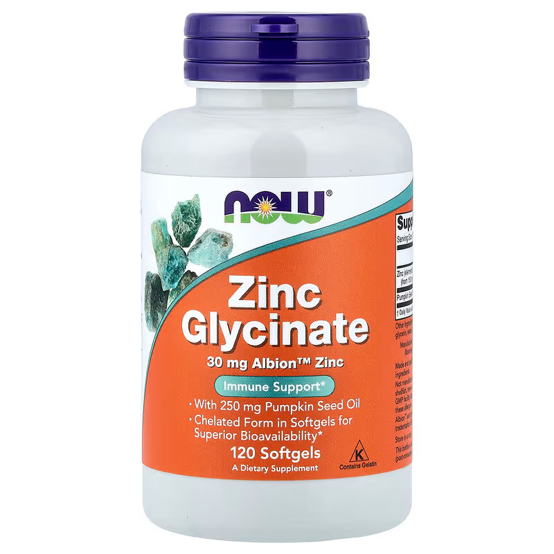 NOW Foods Zinc Glycinate 120 Softgels