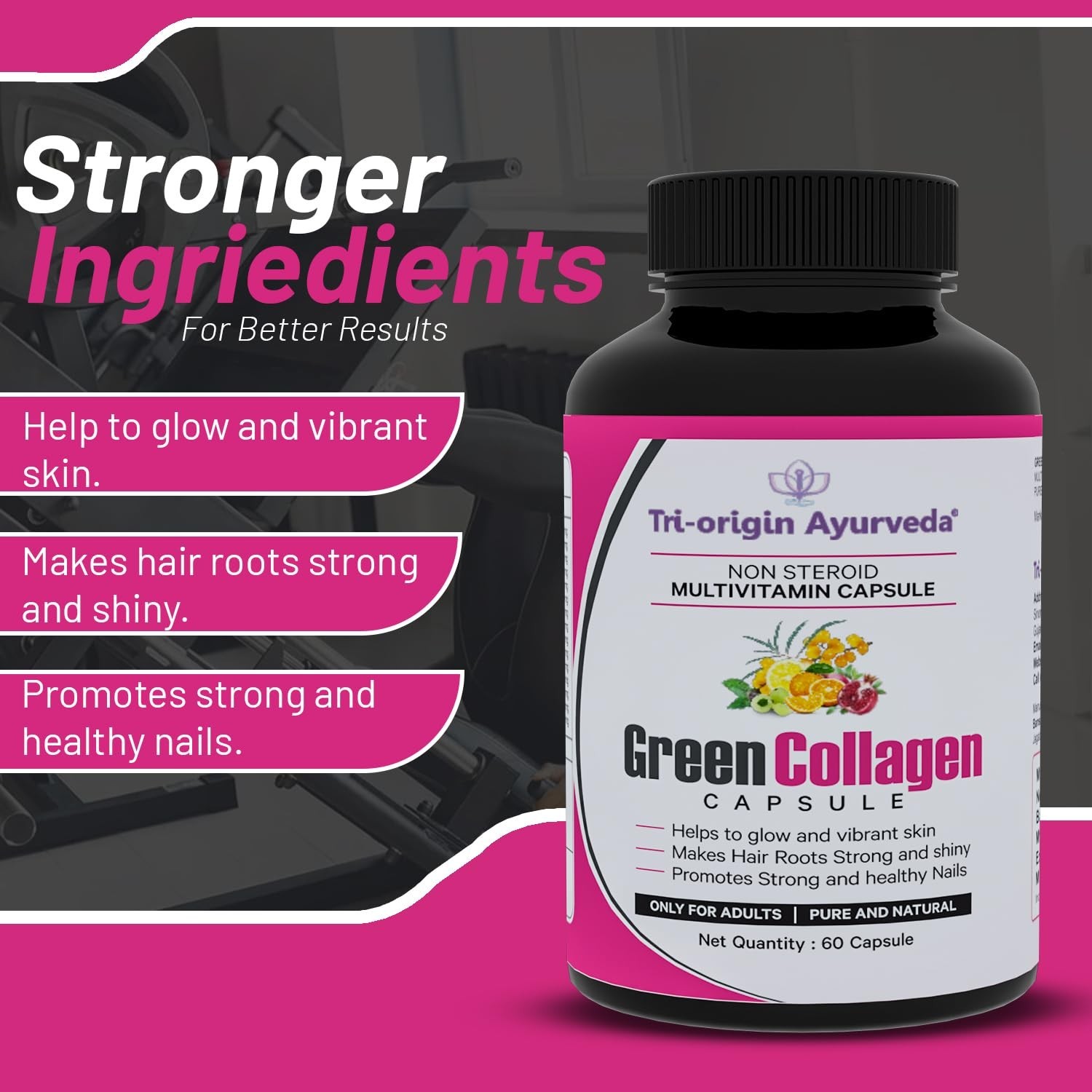 5 Pack T.ri-Origin Ayurveda Green Collagen Tabs 60 Count