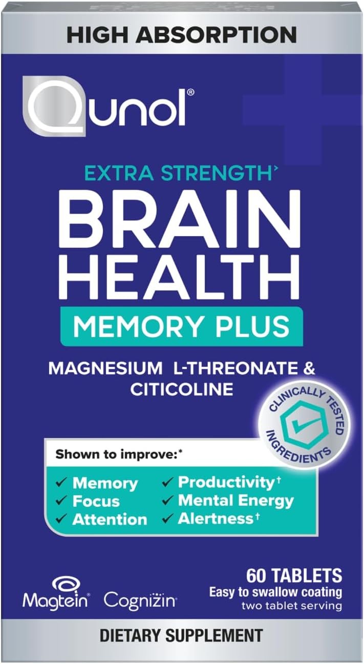 Qunol Brain Health Memory Plus, Magnesium L-Threonate & Citicoline,…