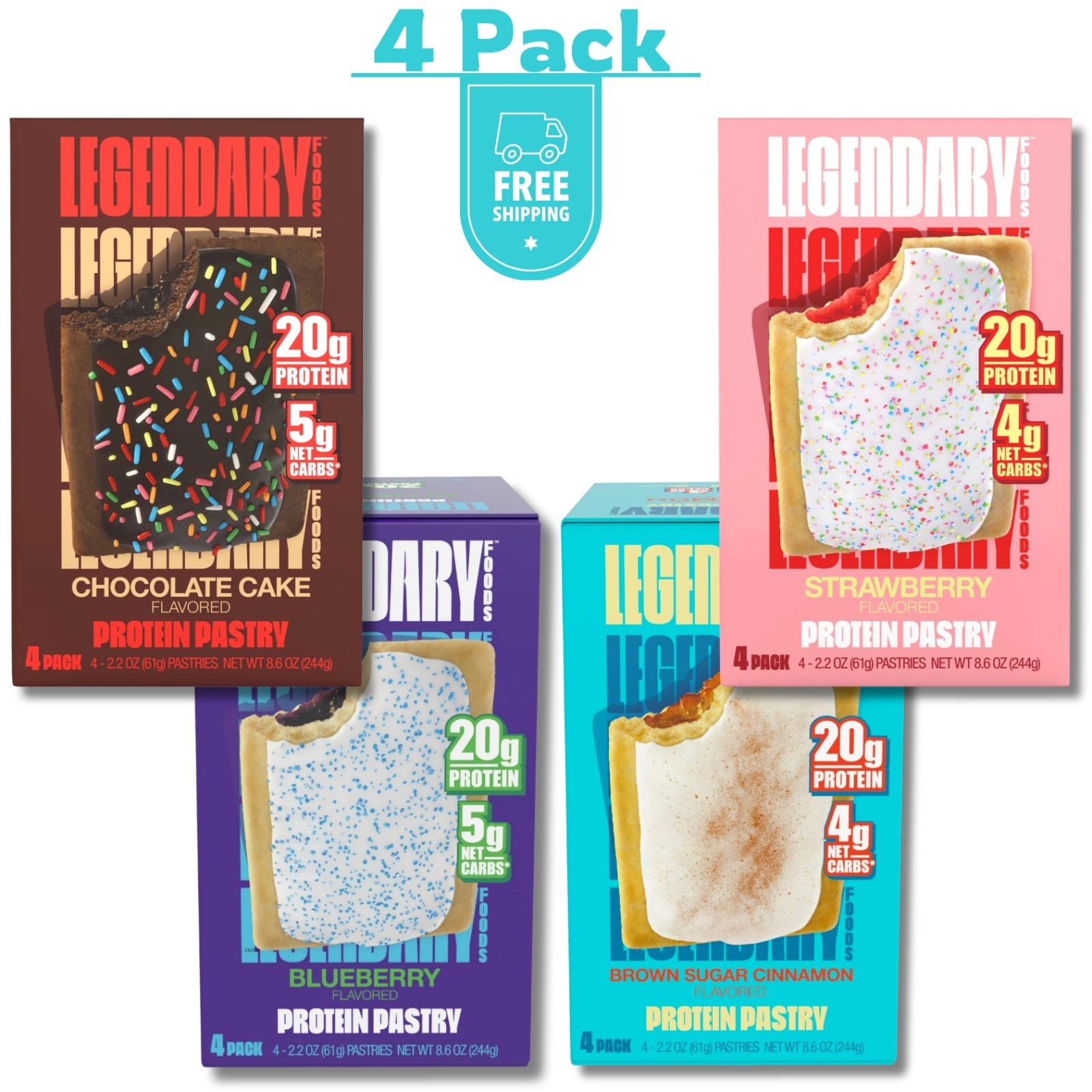 Legendary Foods Protein Pastry – Variety Pack All in one 16 Pack (4 box)