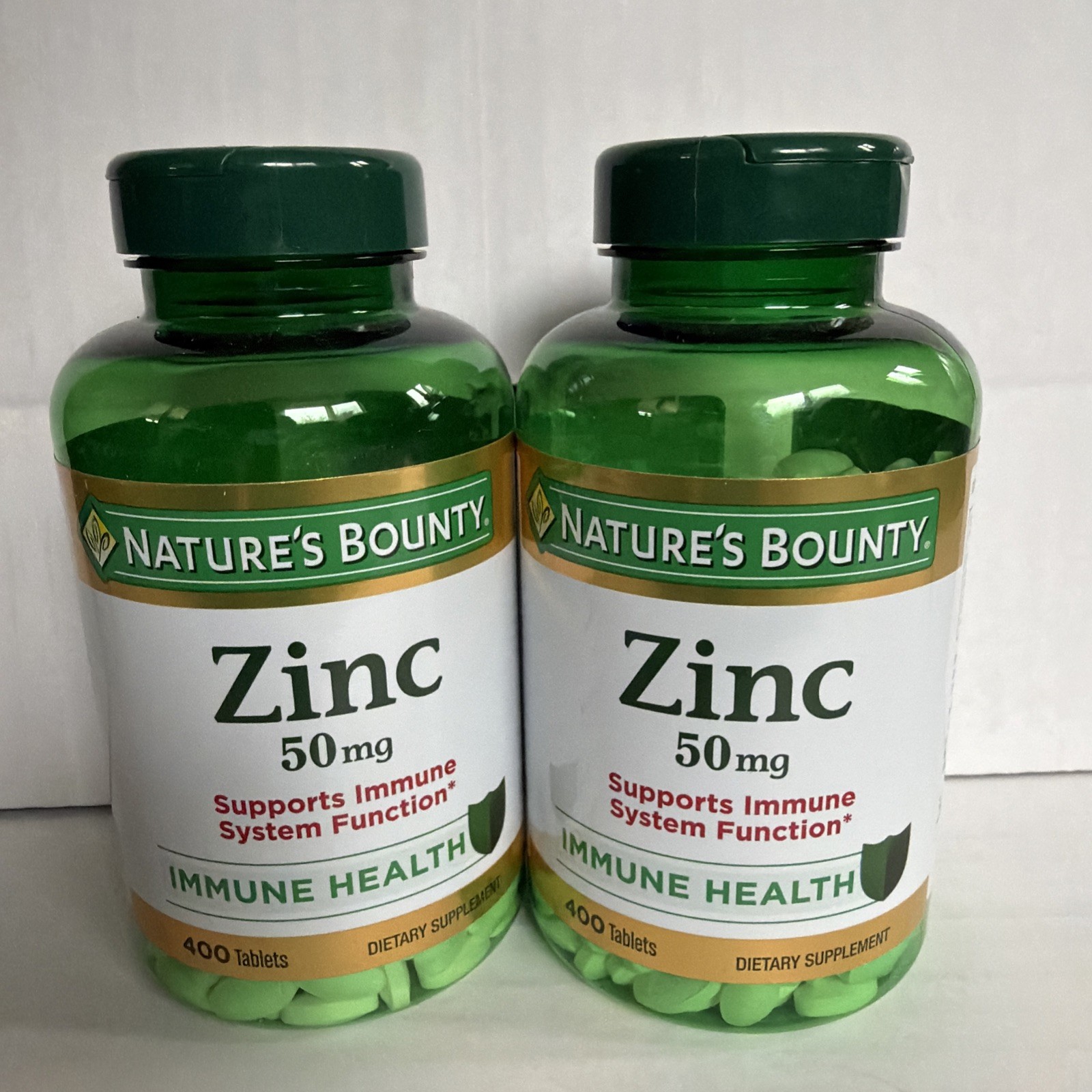 2-NATURES BOUNTY ZINC ~ Supports Immune Health 50mg., 400 ct/ea Tab~ Exp 10/29