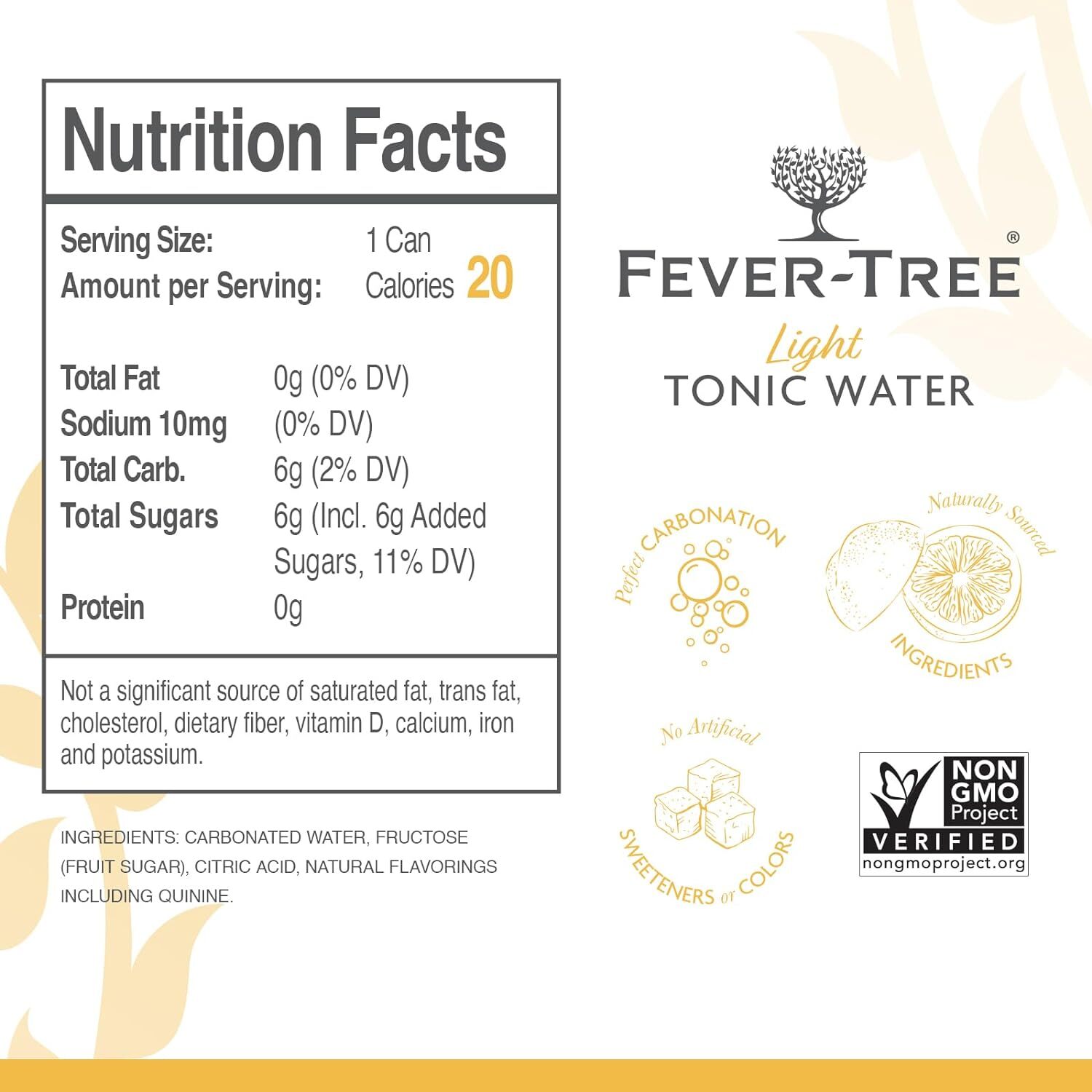 Fever-Tree Light Tonic Water Cans 24pk/5.07 fl oz Lower in Calories No Artifi…