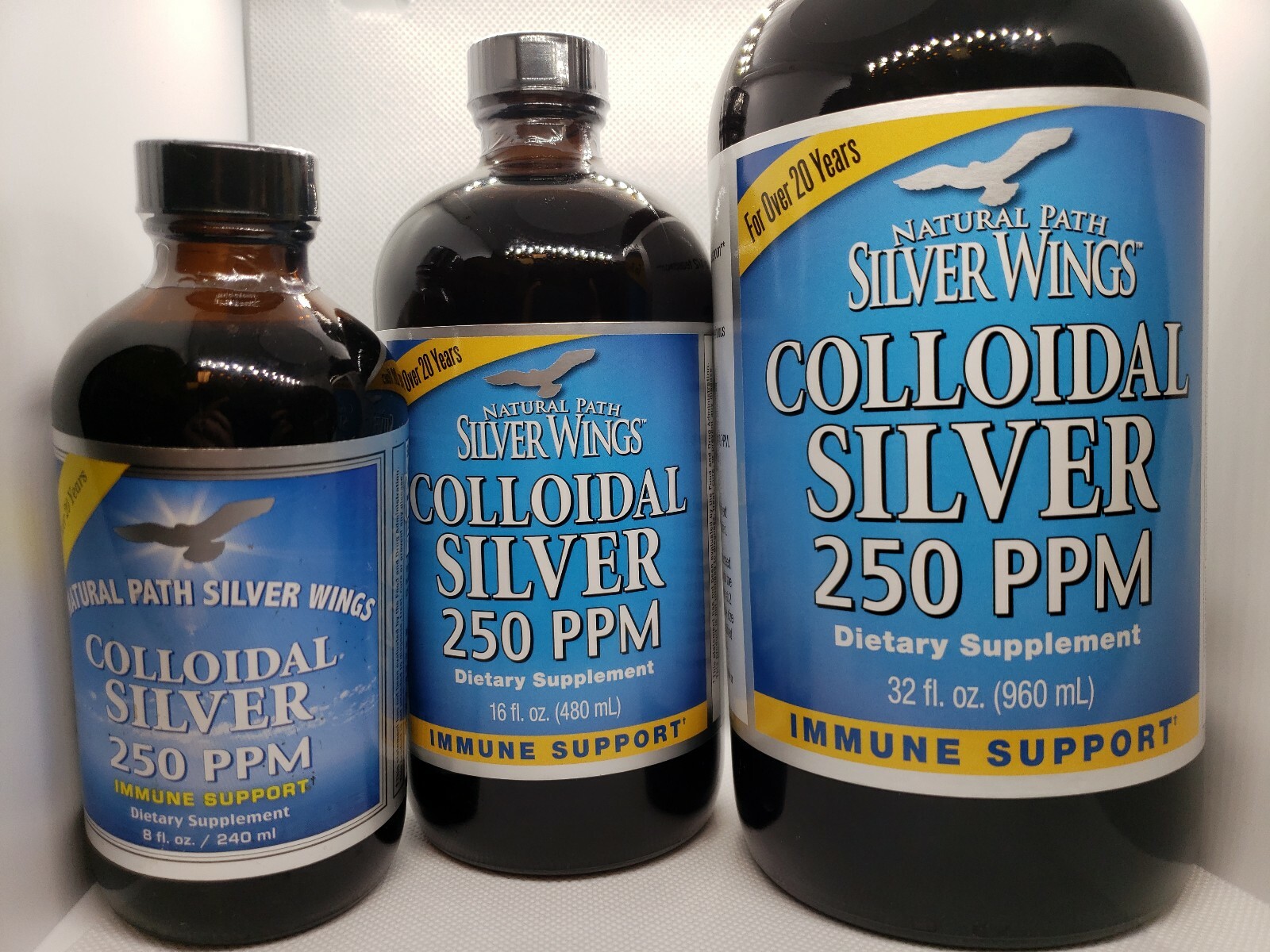 CHOOSE ONE: Silver Wings Collodial Silver 250PPM Cap Top 8, 16, OR 32 Fl Oz
