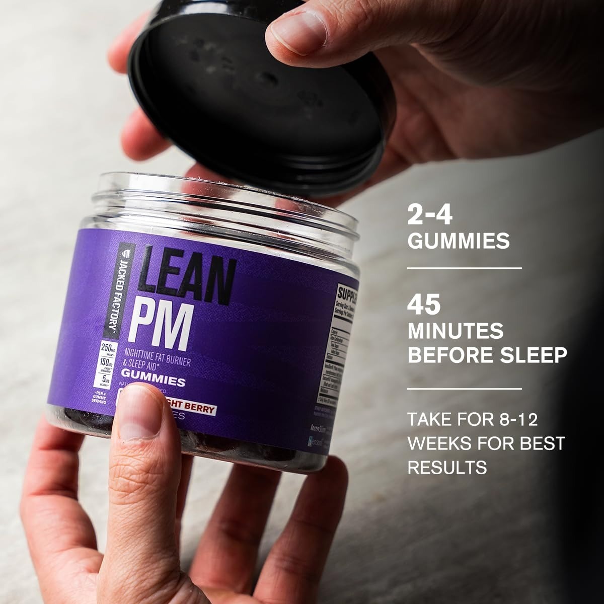 Jacked Factory Lean PM Gummies – Night Time Fat Burner & Appetite Suppressant