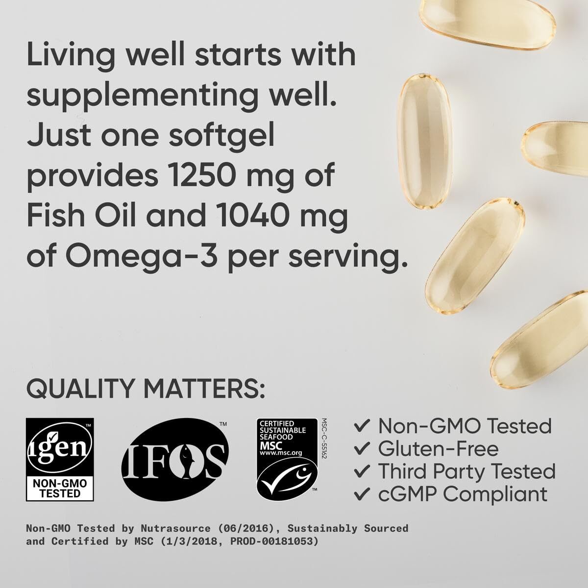Sports Research Omega 3 Fish Oil Softgels 90 Count Sustainably Sourced EPA DHA
