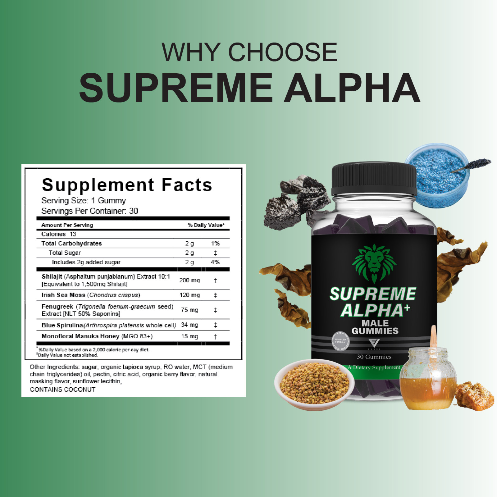 (2 Pack) Supreme Alpha Male Gummies, SupremeAlpha Supplement (60 Gummies)