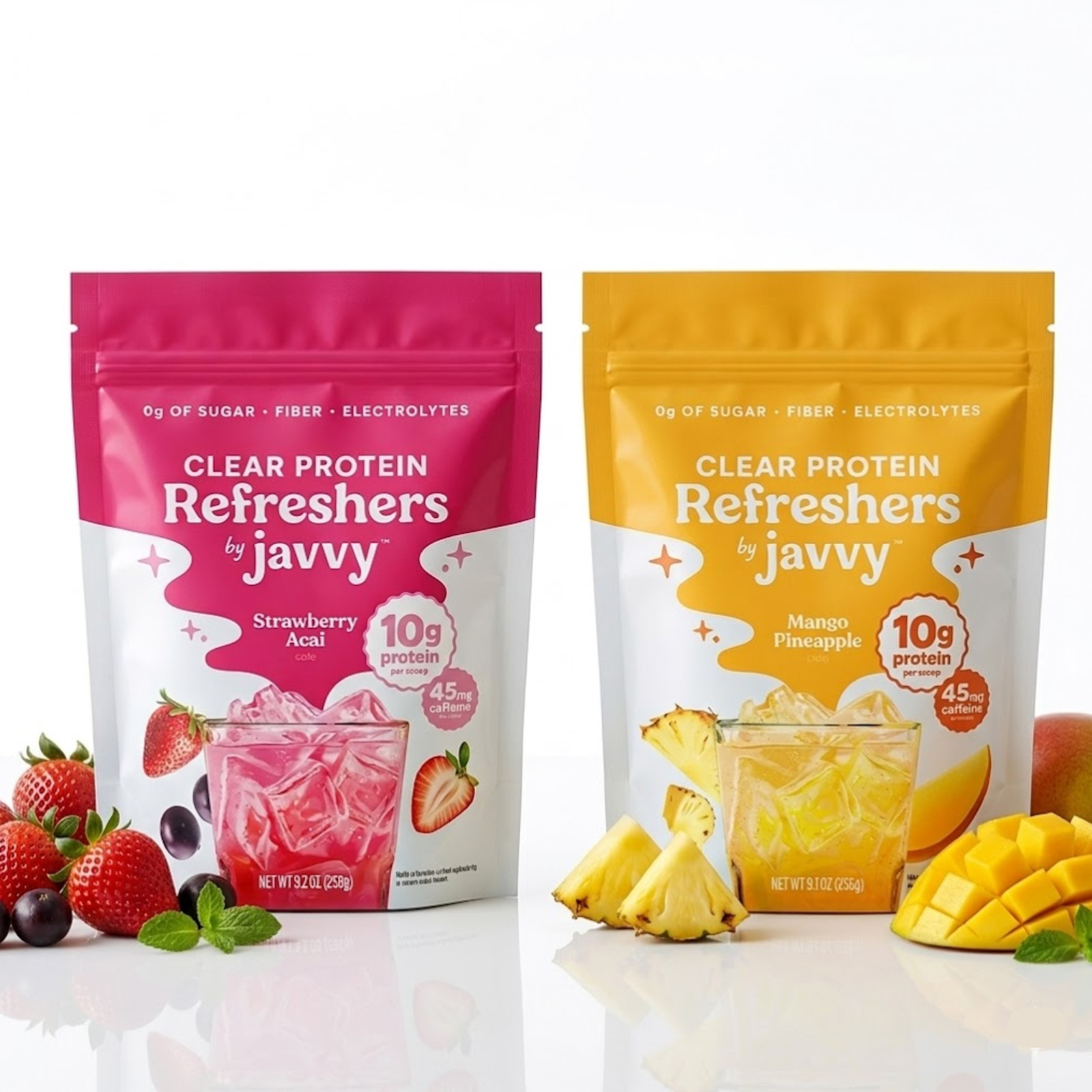 Javvy Clear Protein Refresher Strawberry Açaí & Mango Pineapple 2 Pack 10g Prote