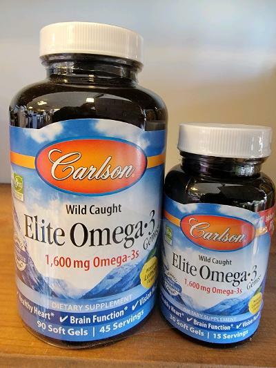 Elite Omega-3 Carlson 90 softgels & 30 softgels 1600mg FREE Lemon Flavor