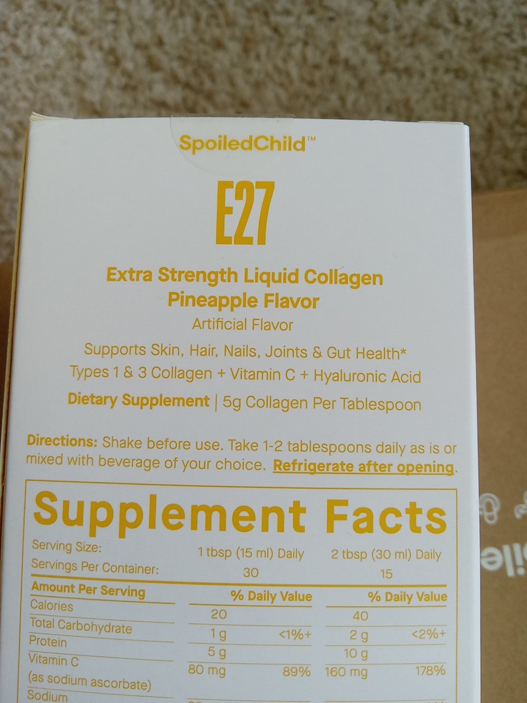 Spoiled child E27 Liquid Collagen Pineapple Flavor 15.2 oz Sealed – NEW