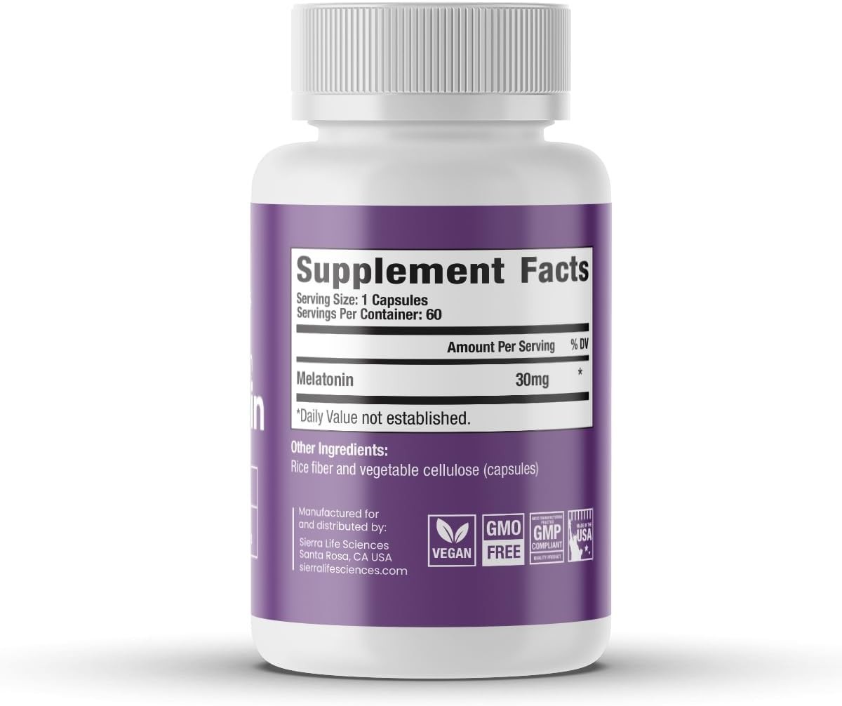 3 PACK 30mg Extra Strength Melatonin Sleep & Circadian Rhythm Support Supplement