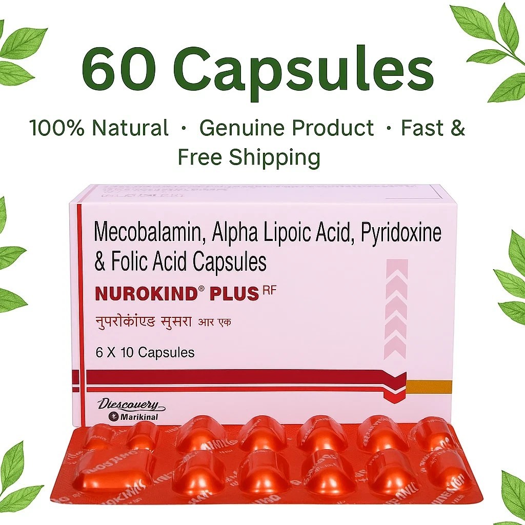 Nurokind Plus Capsules for Nerve Health | 6 Strips x 10 Caps | Free Shipping C85