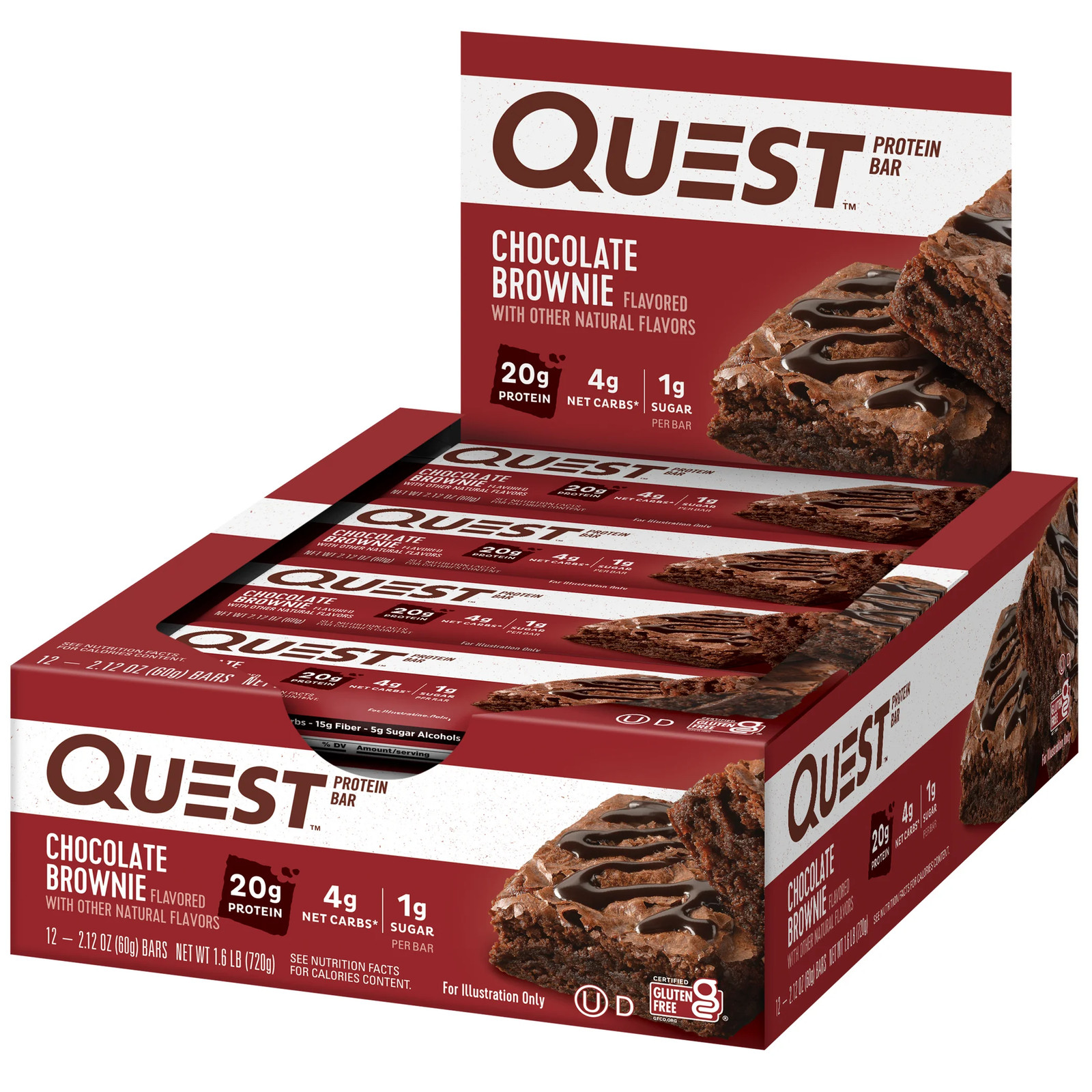 Quest Protein Bar, Chocolate Brownie, 20g Protein, 12 Count
