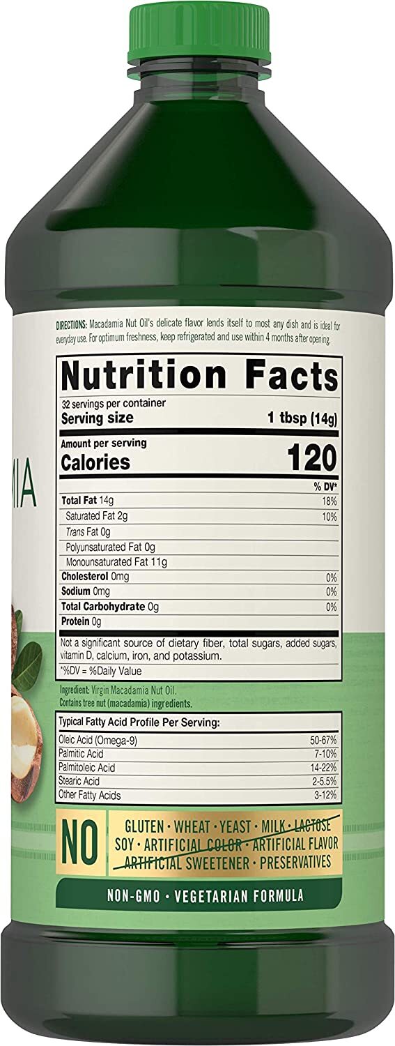 Macadamia Nut Oil | 3 x 16oz Bottles | Premium Cold Pressed |3 Pack | by Carlyle