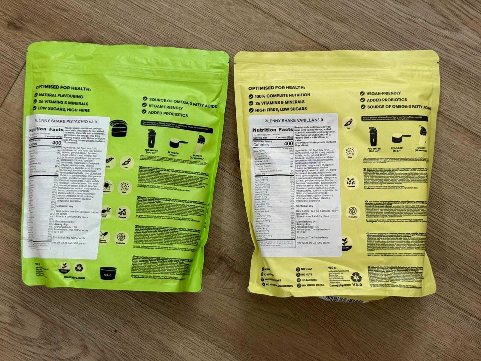 2x Plenny Shake Powdered Jimmy Joy Meal Replacement Pistachio And Vanilla 2 bags
