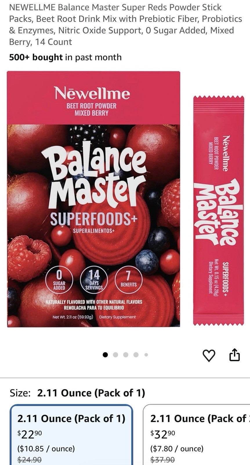 Newellme Balance Master Beet Root Drink Mix Mixed Berry Sugar Free 14
